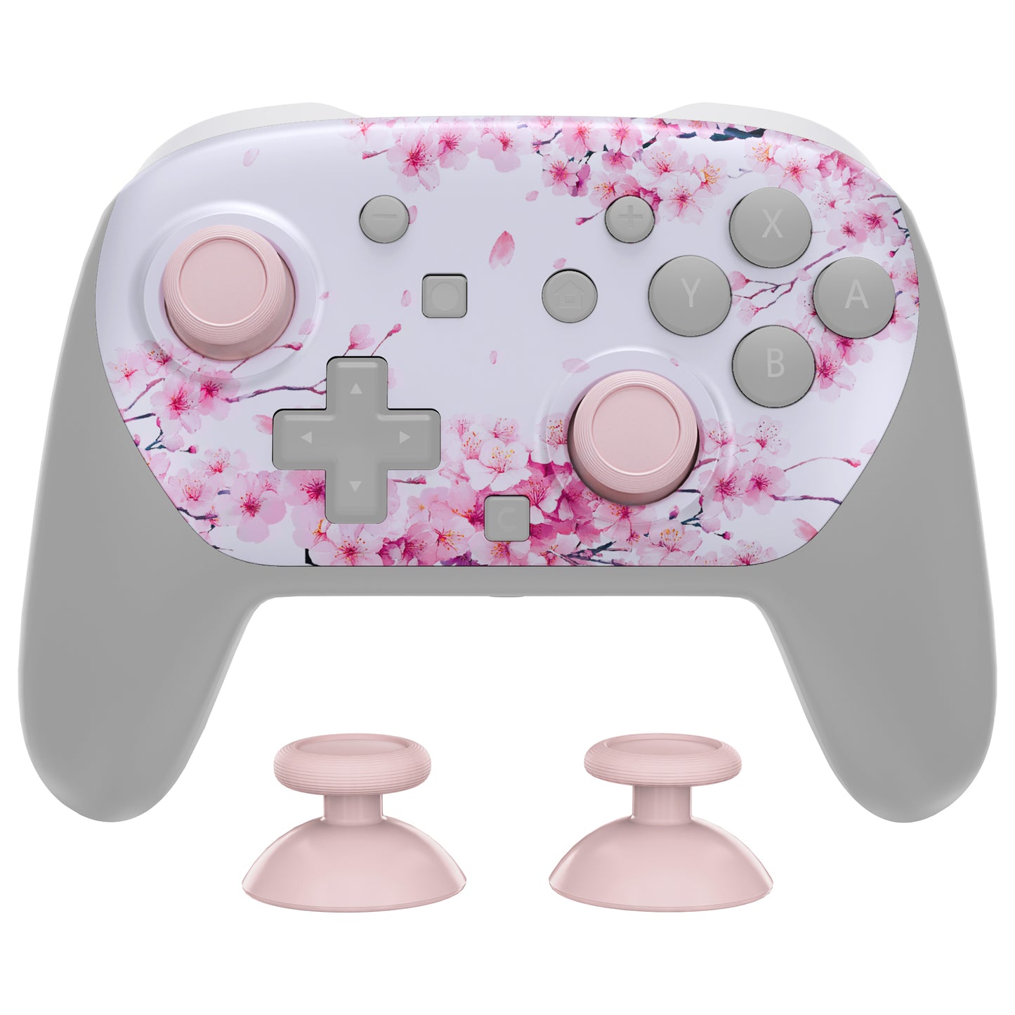 eXtremeRate DIY Replacement Faceplate Shell with Thumbsticks for Nintendo Switch 2 Pro Controller - Cherry Blossom Whisper