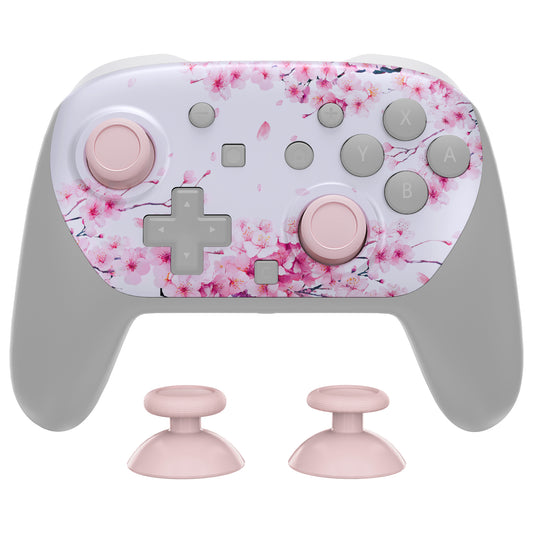 eXtremeRate DIY Replacement Faceplate Shell with Thumbsticks for Nintendo Switch 2 Pro Controller - Cherry Blossom Whisper