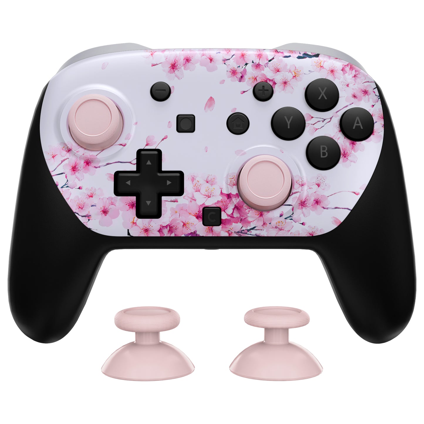 eXtremeRate DIY Replacement Faceplate Shell with Thumbsticks for Nintendo Switch 2 Pro Controller - Cherry Blossom Whisper
