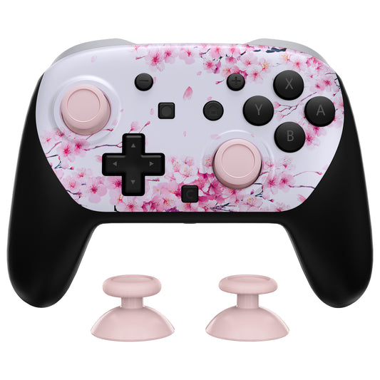 eXtremeRate DIY Replacement Faceplate Shell with Thumbsticks for Nintendo Switch 2 Pro Controller - Cherry Blossom Whisper