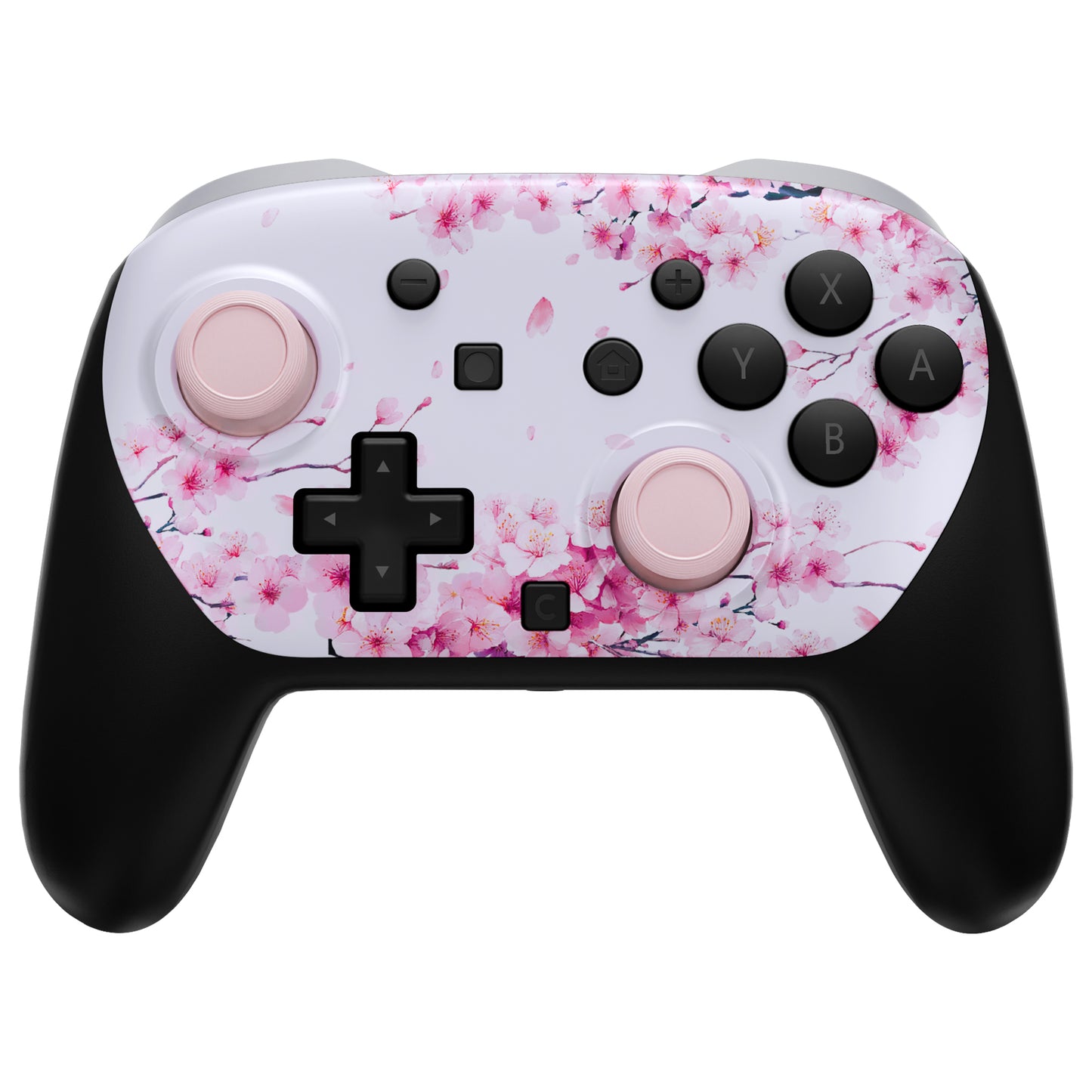 eXtremeRate DIY Replacement Faceplate Shell with Thumbsticks for Nintendo Switch 2 Pro Controller - Cherry Blossom Whisper