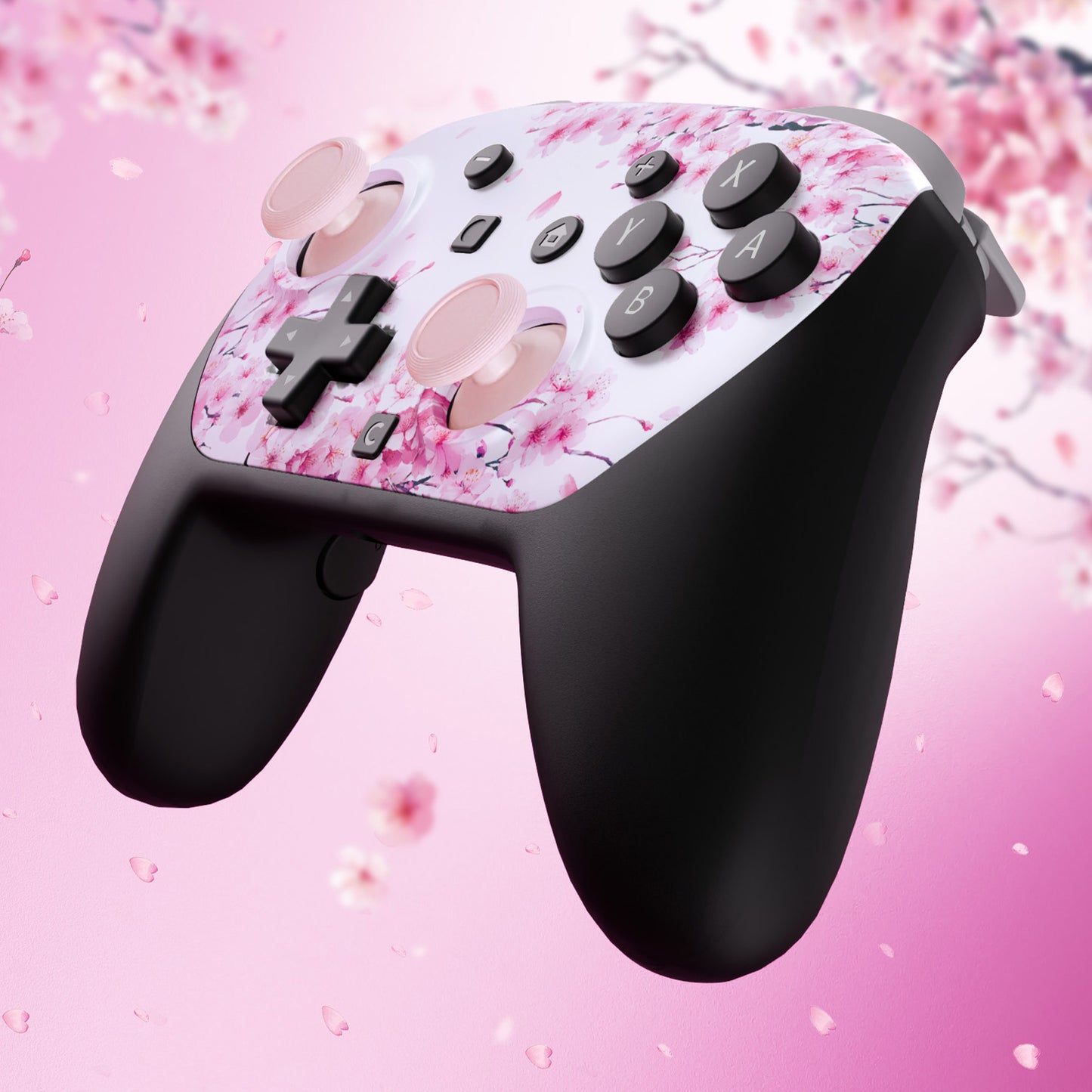 eXtremeRate DIY Replacement Faceplate Shell with Thumbsticks for Nintendo Switch 2 Pro Controller - Cherry Blossom Whisper