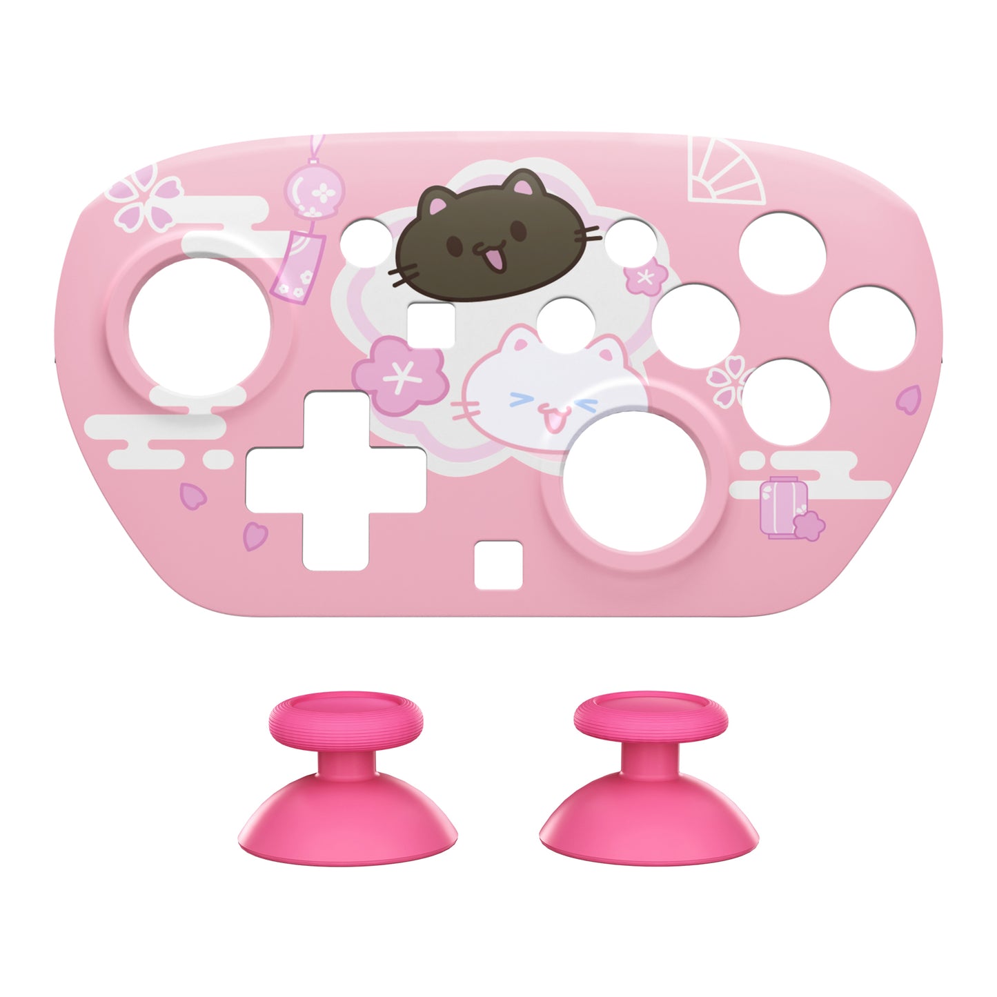 eXtremeRate DIY Replacement Faceplate Shell with Thumbsticks for Nintendo Switch 2 Pro Controller - Cherry Blossoms Kitten