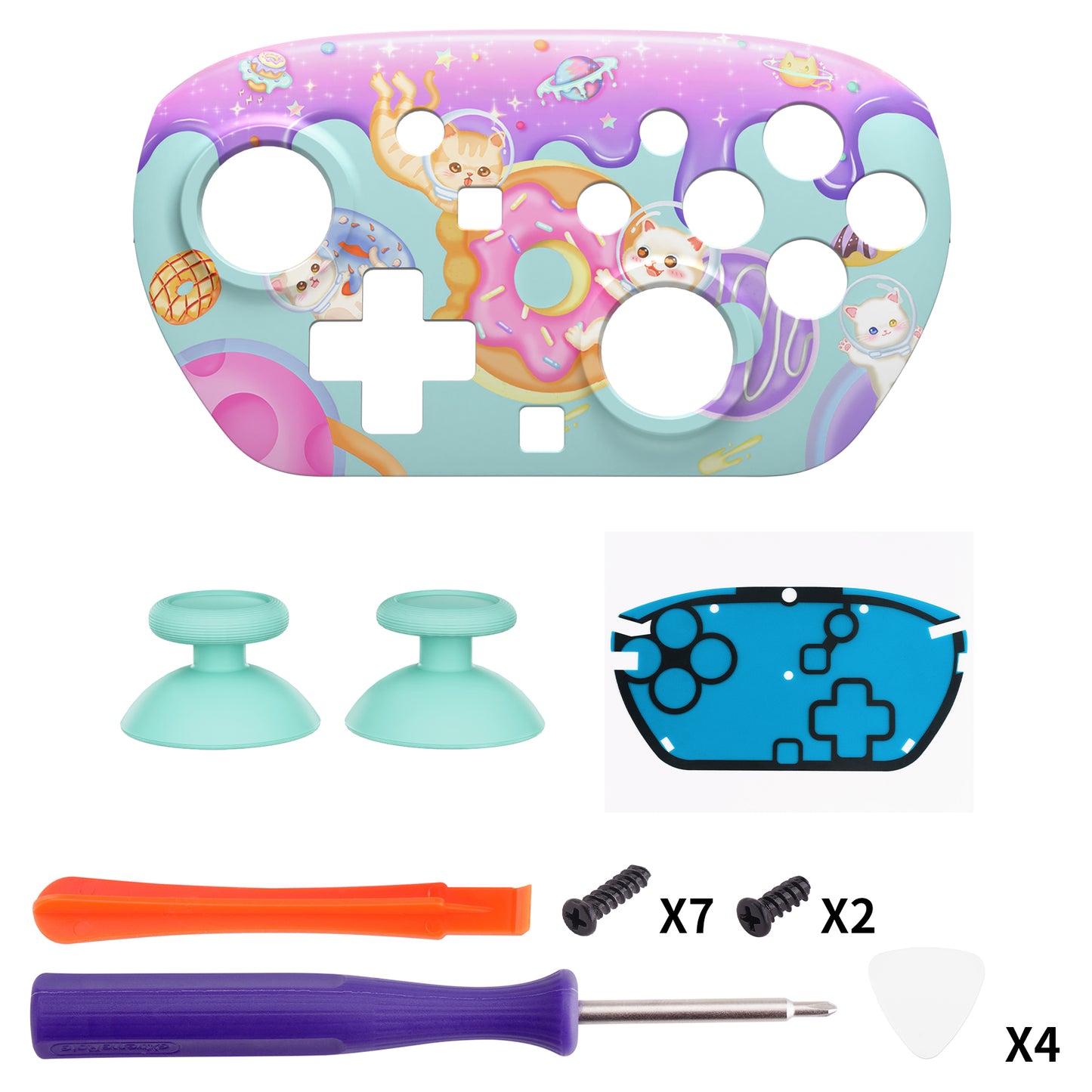 eXtremeRate DIY Replacement Faceplate Shell with Thumbsticks for Nintendo Switch 2 Pro Controller - Donut Odyssey