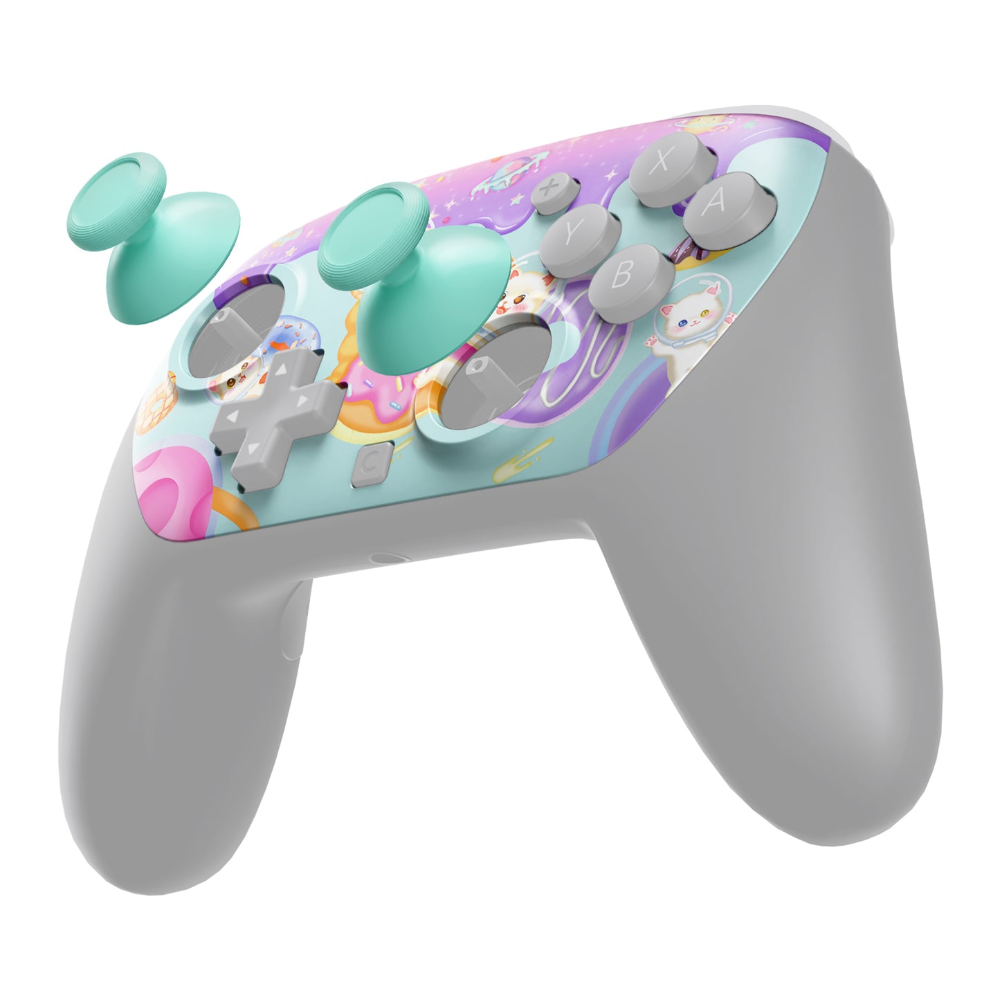 eXtremeRate DIY Replacement Faceplate Shell with Thumbsticks for Nintendo Switch 2 Pro Controller - Donut Odyssey