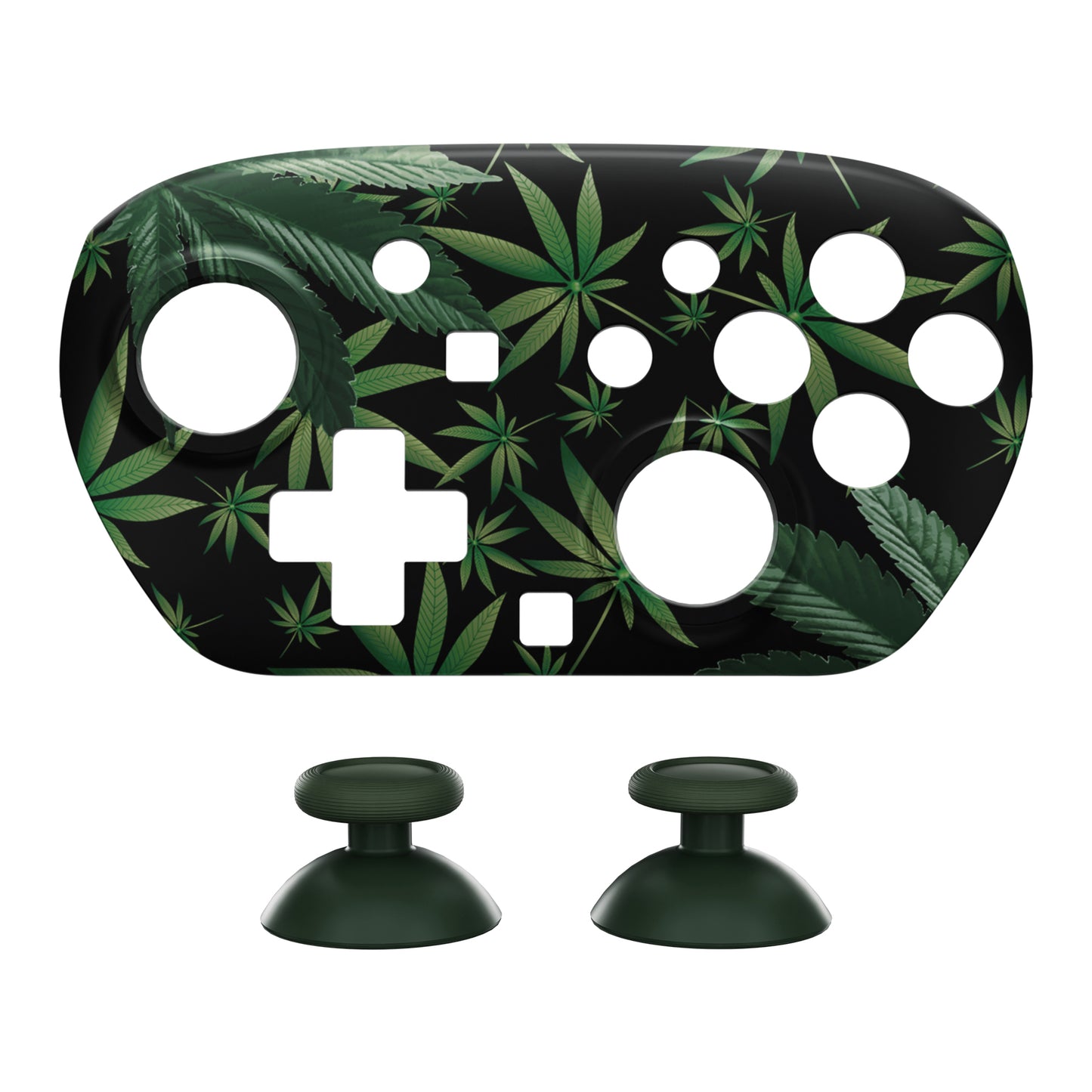 eXtremeRate DIY Replacement Faceplate Shell with Thumbsticks for Nintendo Switch 2 Pro Controller - Green Weeds