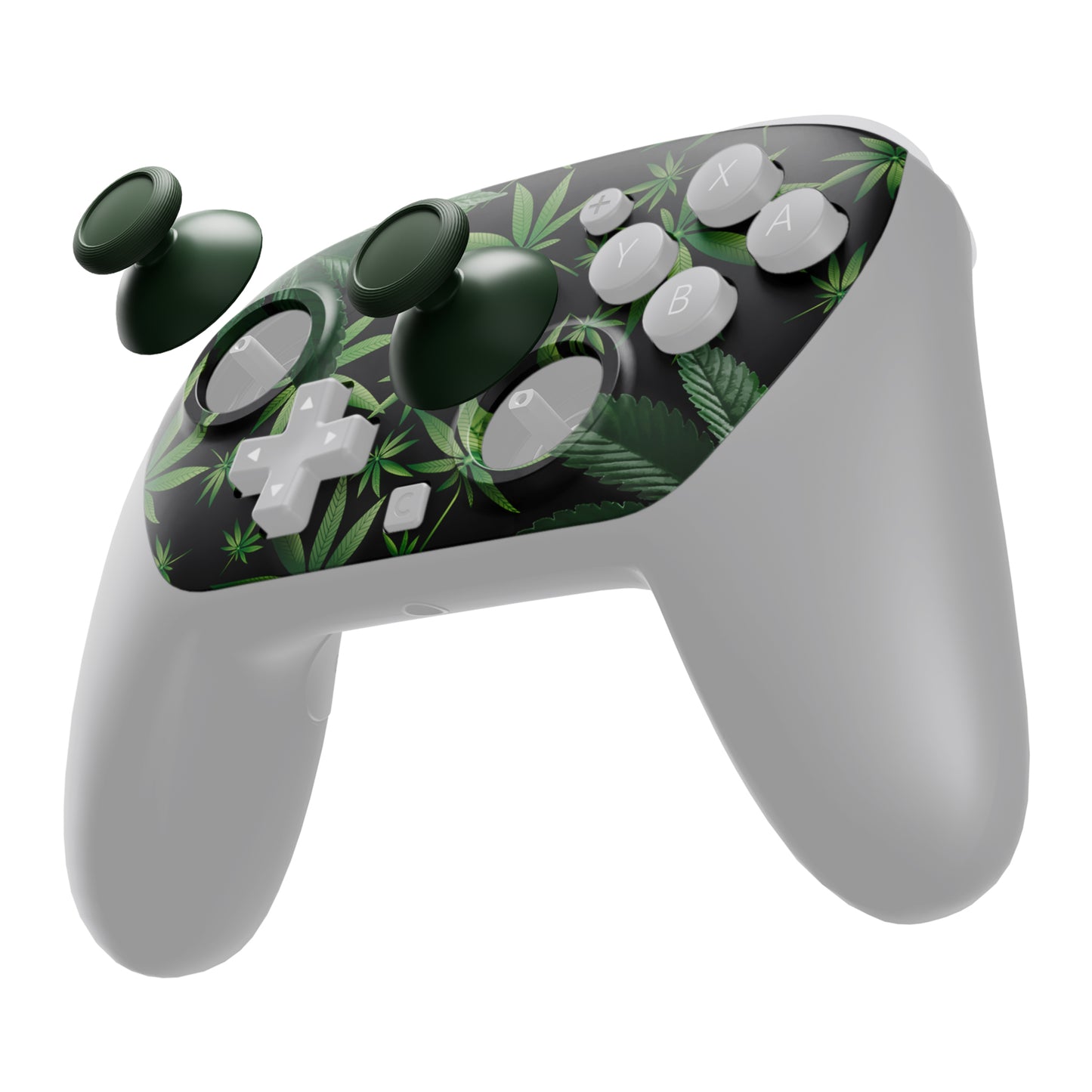 eXtremeRate DIY Replacement Faceplate Shell with Thumbsticks for Nintendo Switch 2 Pro Controller - Green Weeds