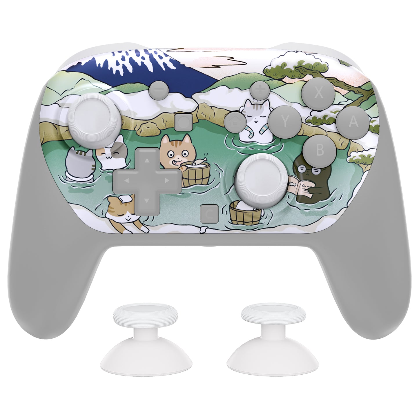 eXtremeRate DIY Replacement Faceplate Shell with Thumbsticks for Nintendo Switch 2 Pro Controller - Hot Spring Kitties