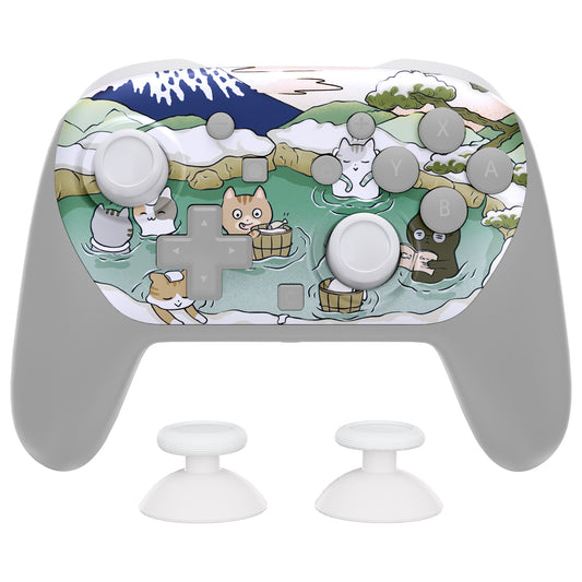 eXtremeRate DIY Replacement Faceplate Shell with Thumbsticks for Nintendo Switch 2 Pro Controller - Hot Spring Kitties