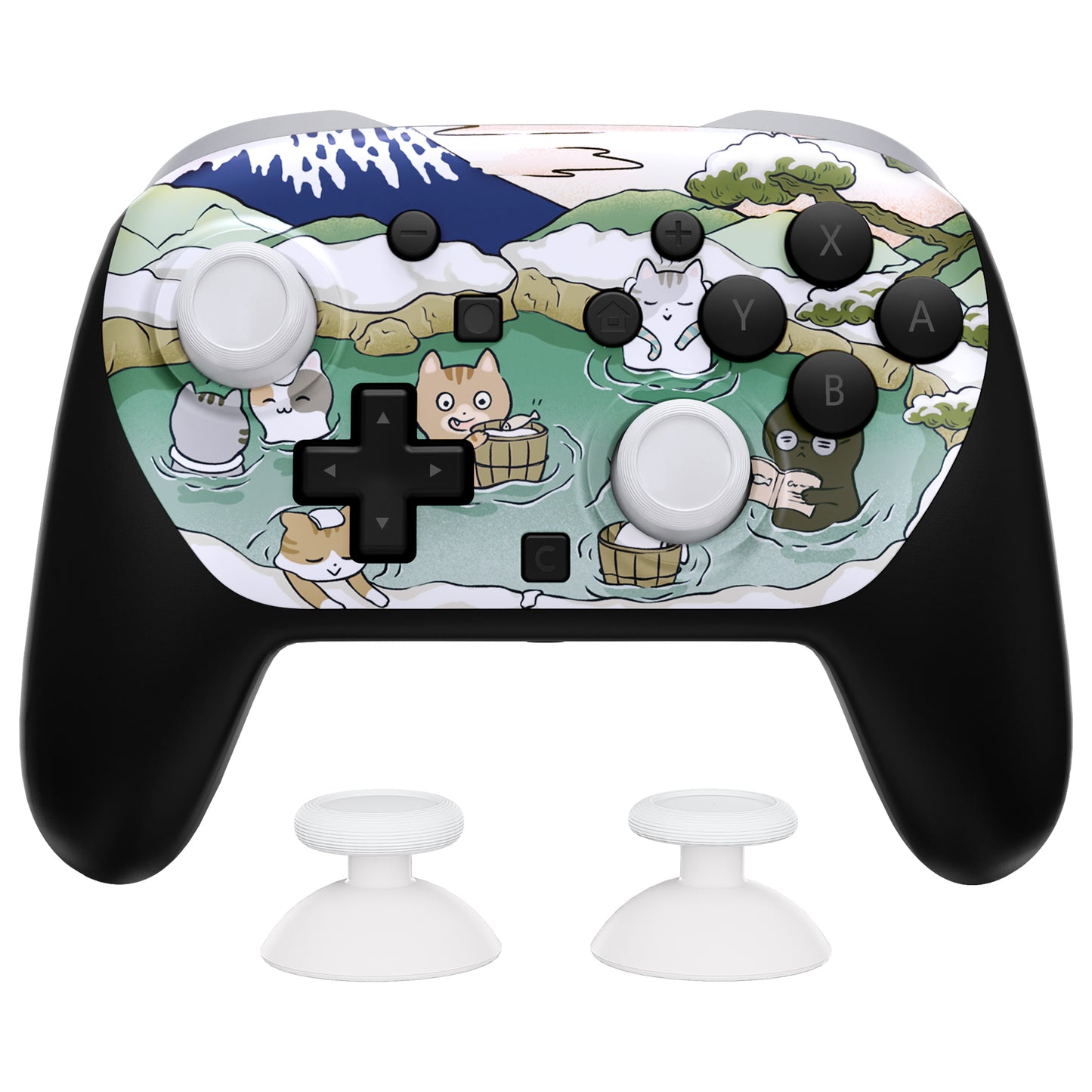 eXtremeRate DIY Replacement Faceplate Shell with Thumbsticks for Nintendo Switch 2 Pro Controller - Hot Spring Kitties