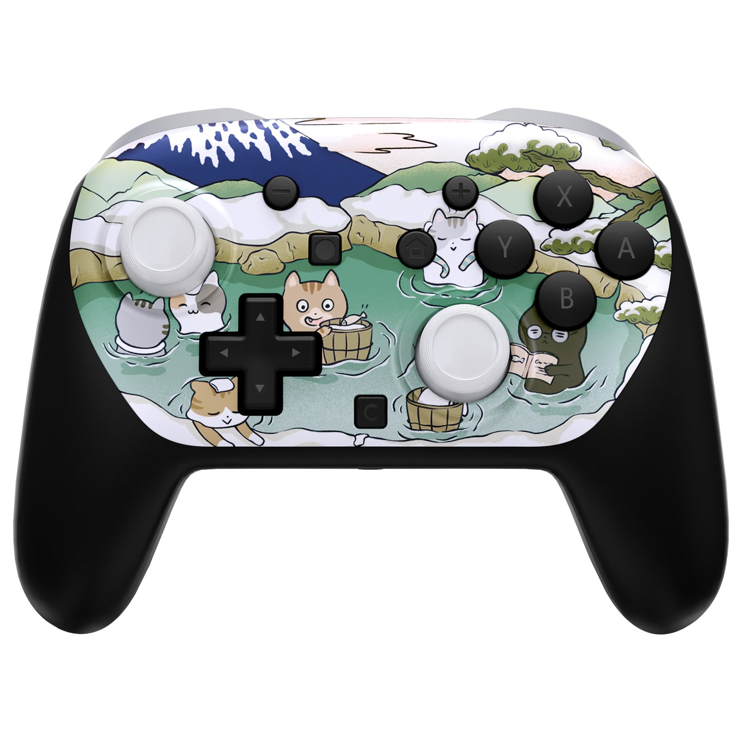 eXtremeRate DIY Replacement Faceplate Shell with Thumbsticks for Nintendo Switch 2 Pro Controller - Hot Spring Kitties