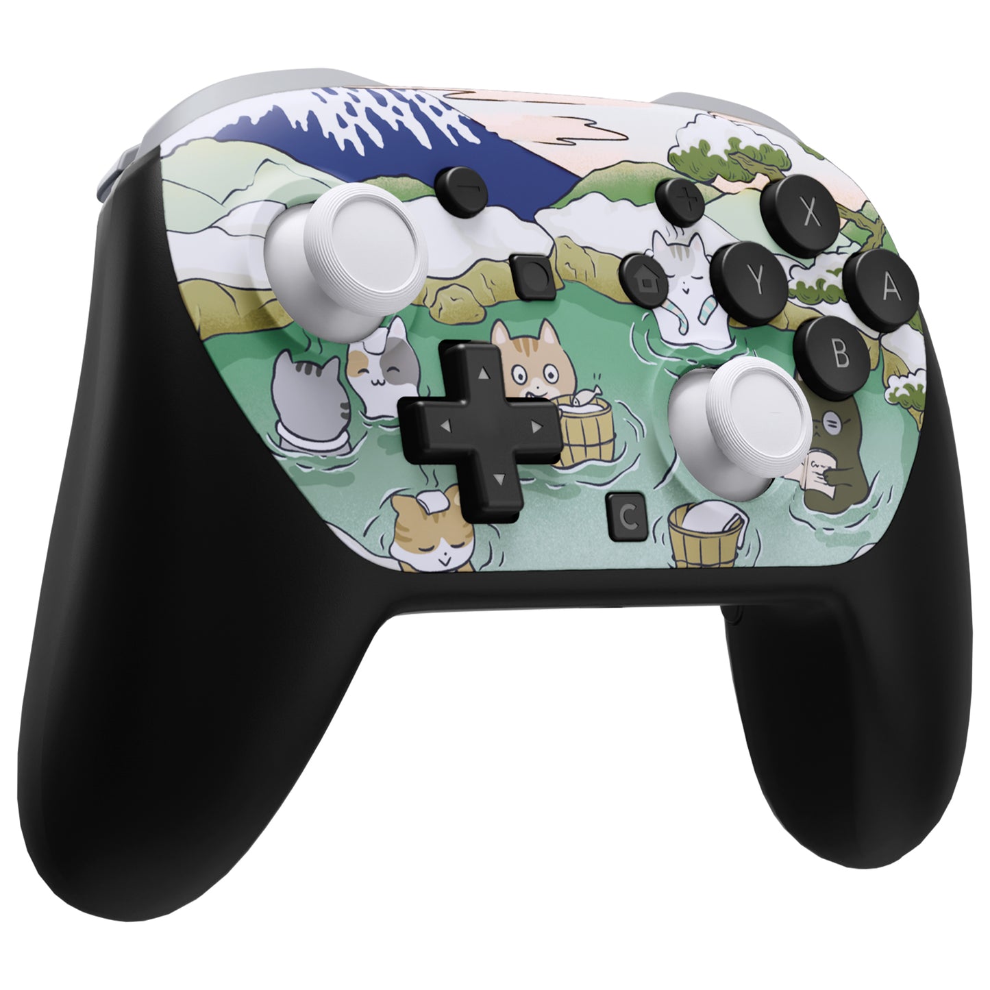 eXtremeRate DIY Replacement Faceplate Shell with Thumbsticks for Nintendo Switch 2 Pro Controller - Hot Spring Kitties
