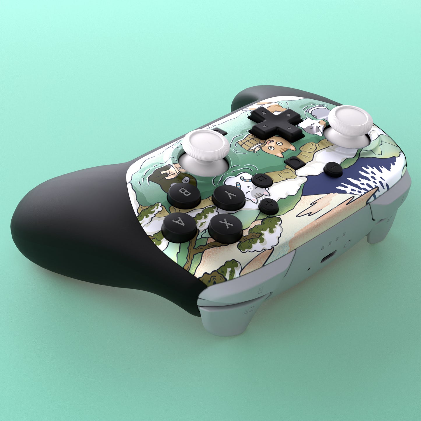 eXtremeRate DIY Replacement Faceplate Shell with Thumbsticks for Nintendo Switch 2 Pro Controller - Hot Spring Kitties