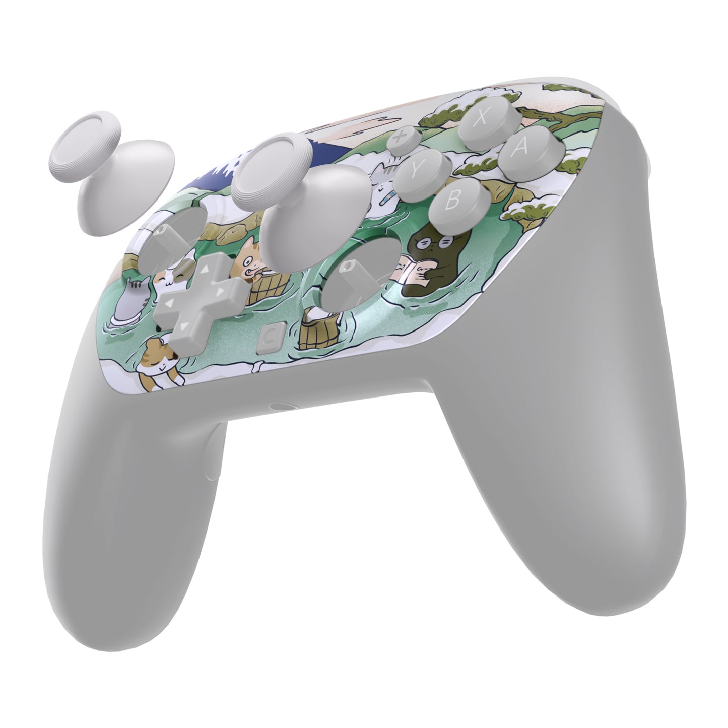 eXtremeRate DIY Replacement Faceplate Shell with Thumbsticks for Nintendo Switch 2 Pro Controller - Hot Spring Kitties