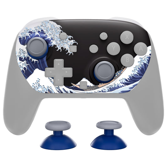 eXtremeRate DIY Replacement Faceplate Shell with Thumbsticks for Nintendo Switch 2 Pro Controller - The Great Wave Off Kanagawa