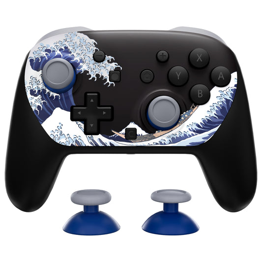 eXtremeRate DIY Replacement Faceplate Shell with Thumbsticks for Nintendo Switch 2 Pro Controller - The Great Wave Off Kanagawa