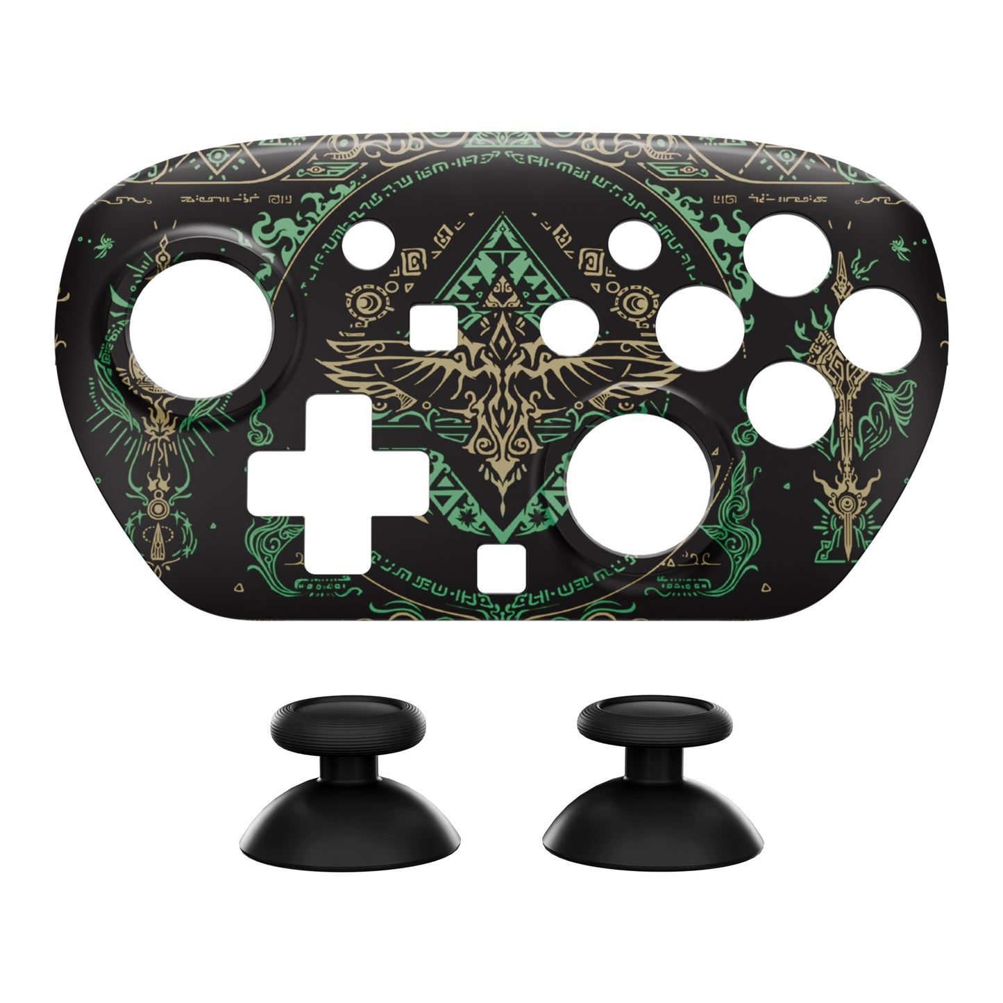 eXtremeRate DIY Replacement Faceplate Shell with Thumbsticks for Nintendo Switch 2 Pro Controller - Totem of Kingdom Black