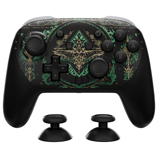 eXtremeRate DIY Replacement Faceplate Shell with Thumbsticks for Nintendo Switch 2 Pro Controller - Totem of Kingdom Black