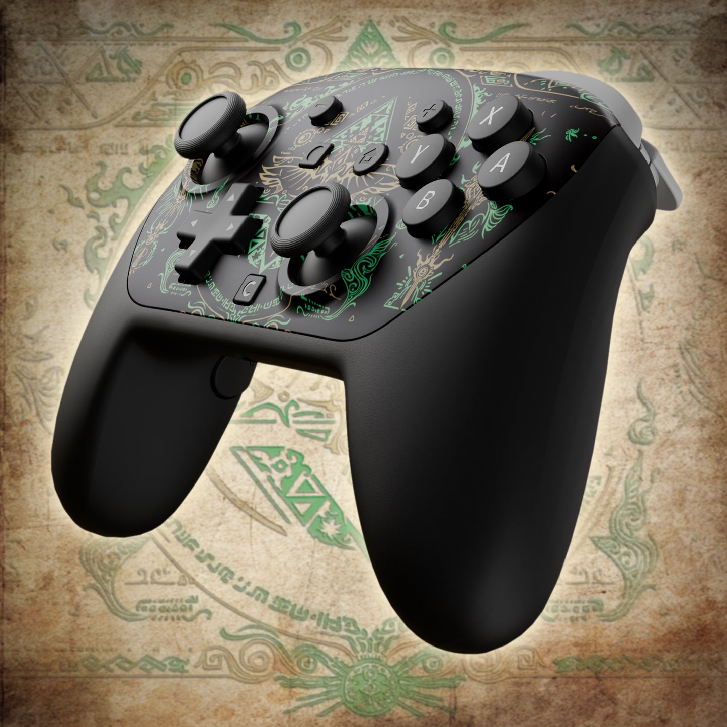 eXtremeRate DIY Replacement Faceplate Shell with Thumbsticks for Nintendo Switch 2 Pro Controller - Totem of Kingdom Black