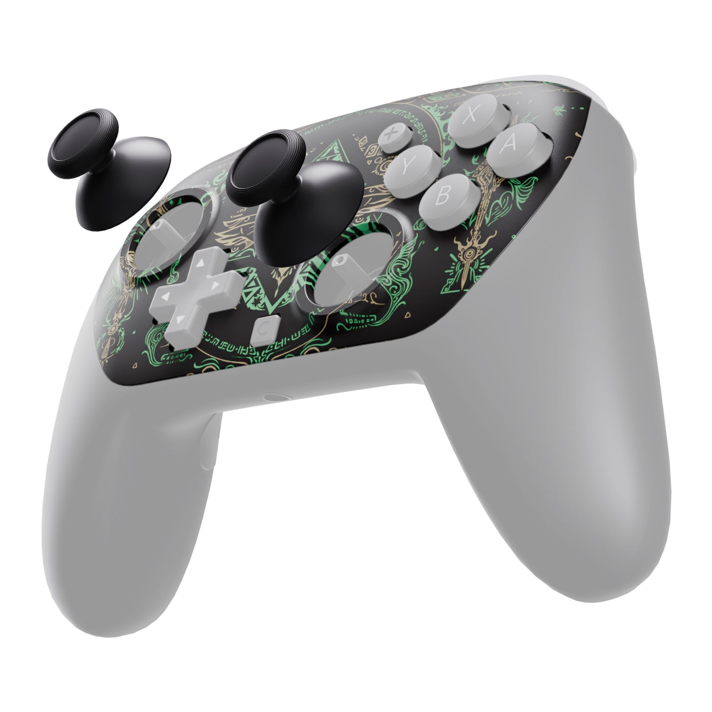eXtremeRate DIY Replacement Faceplate Shell with Thumbsticks for Nintendo Switch 2 Pro Controller - Totem of Kingdom Black