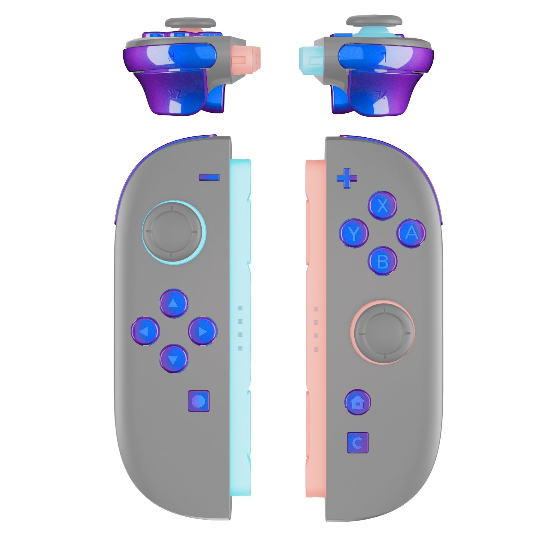 eXtremeRate DIY Replacement Full Set Buttons for Nintendo Switch 2 - Chameleon Purple Blue eXtremeRate