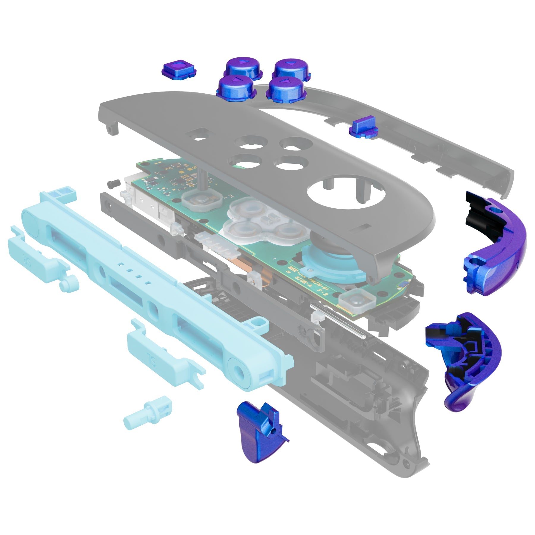 eXtremeRate DIY Replacement Full Set Buttons for Nintendo Switch 2 - Chameleon Purple Blue eXtremeRate