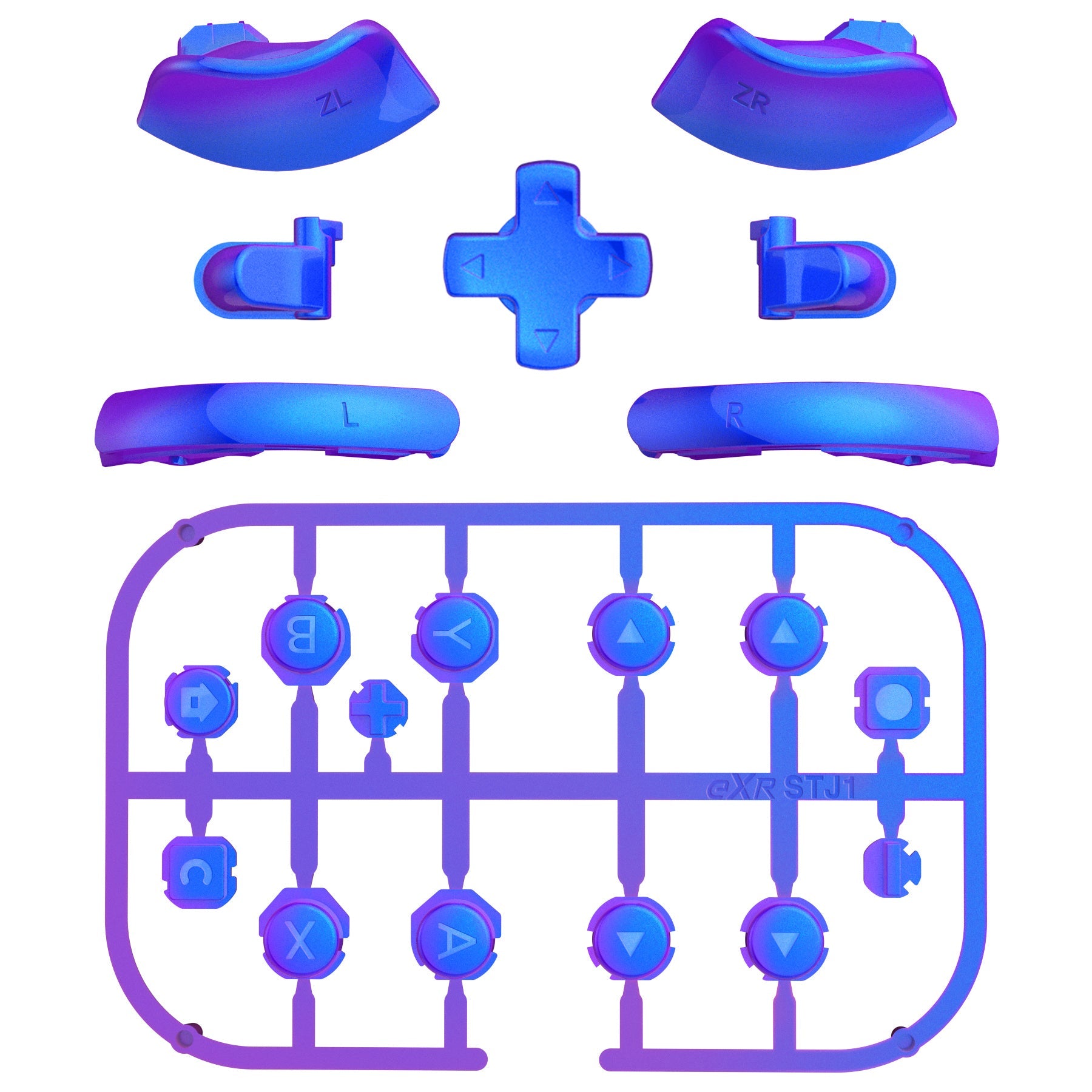 eXtremeRate DIY Replacement Full Set Buttons for Nintendo Switch 2 - Chameleon Purple Blue eXtremeRate