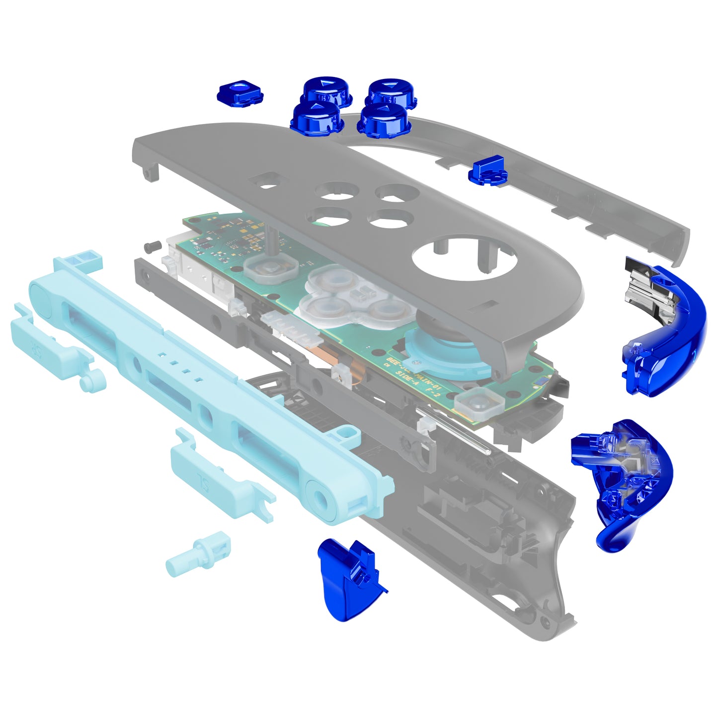 eXtremeRate DIY Replacement Full Set Buttons for Nintendo Switch 2 - Chrome Blue