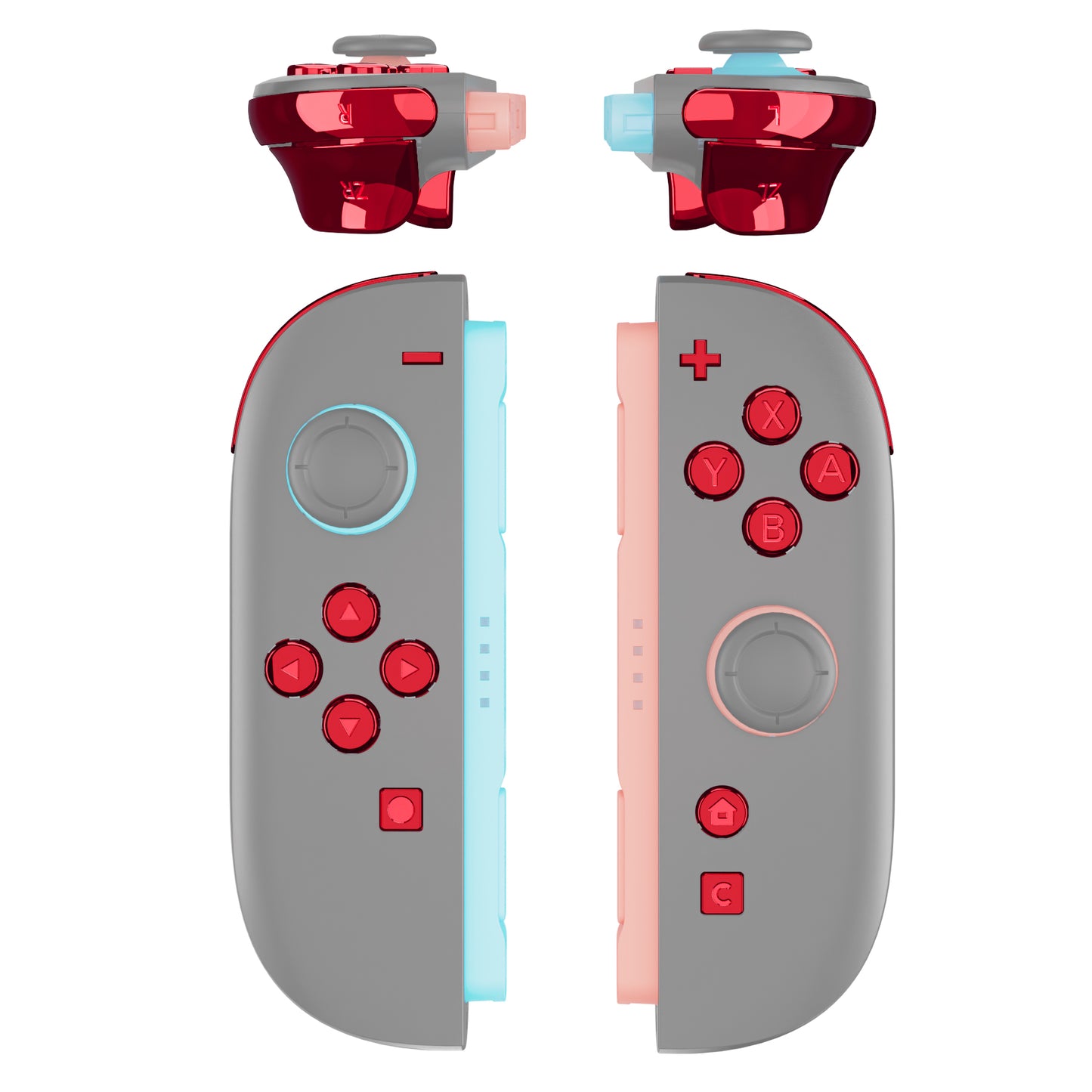 eXtremeRate DIY Replacement Full Set Buttons for Nintendo Switch 2 - Chrome Red