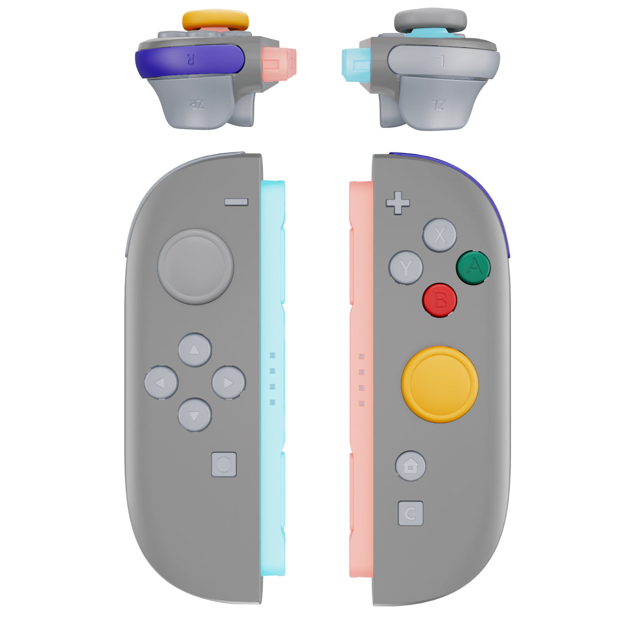 eXtremeRate DIY Replacement Full Set Buttons for Nintendo Switch 2 - New Hope Gray & SwitchCube Blue Green