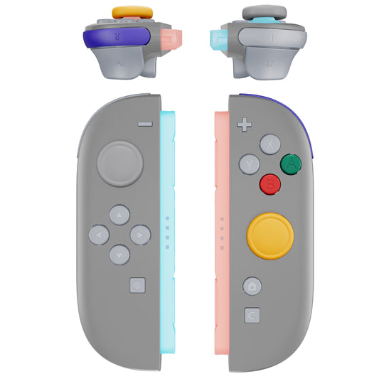 eXtremeRate DIY Replacement Full Set Buttons for Nintendo Switch 2 - New Hope Gray & SwitchCube Blue Green