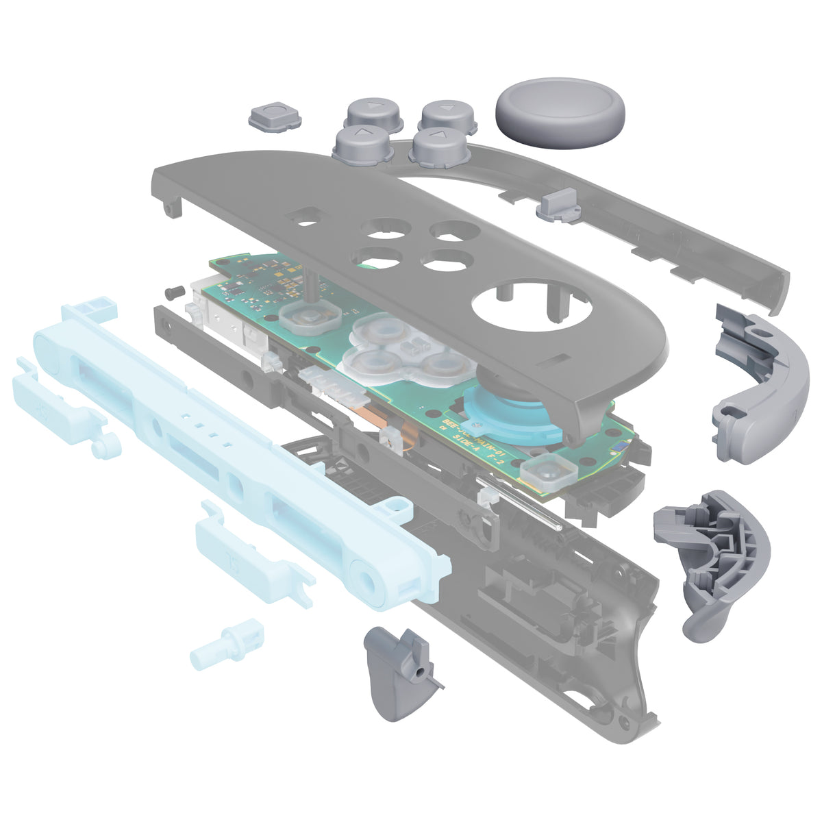eXtremeRate DIY Replacement Full Set Buttons for Nintendo Switch 2 - New Hope Gray & SwitchCube Blue Green