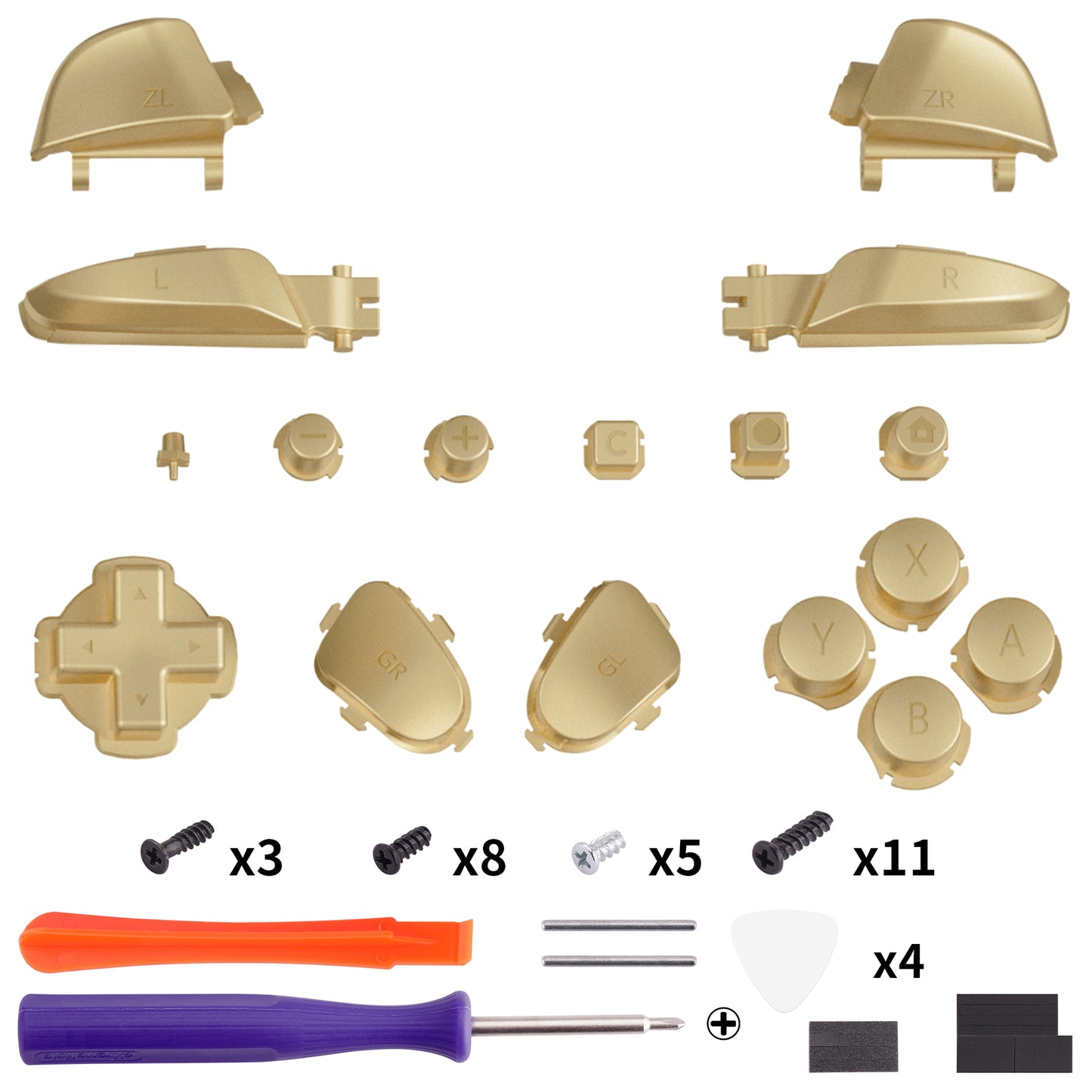 eXtremeRate DIY Replacement Full Set Buttons for Nintendo Switch 2 Pro Controller - Champagne Gold