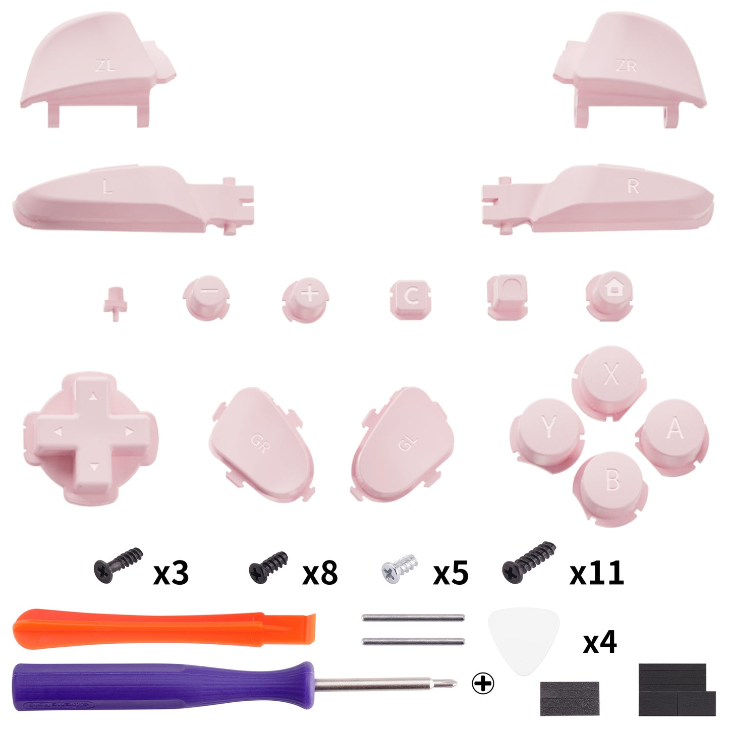 eXtremeRate DIY Replacement Full Set Buttons for Nintendo Switch 2 Pro Controller - Cherry Blossoms Pink