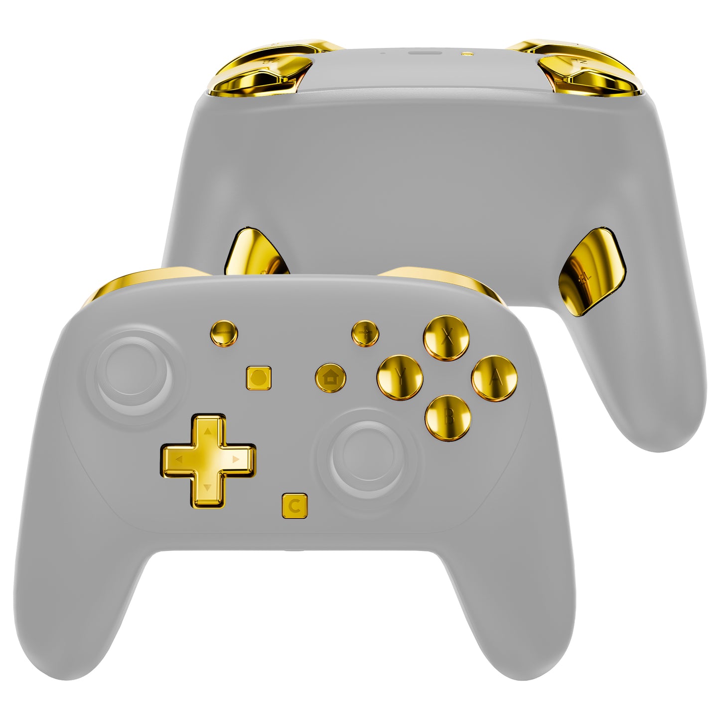 eXtremeRate DIY Replacement Full Set Buttons for Nintendo Switch 2 Pro Controller - Chrome Gold