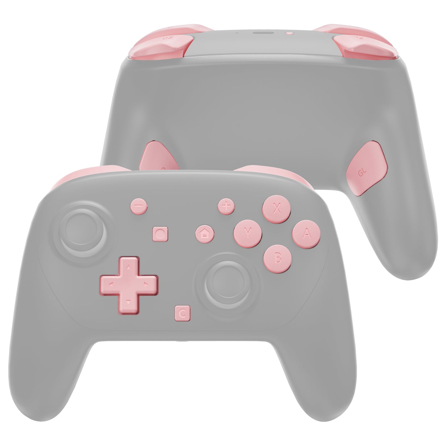 eXtremeRate DIY Replacement Full Set Buttons for Nintendo Switch 2 Pro Controller - Puffy Pink