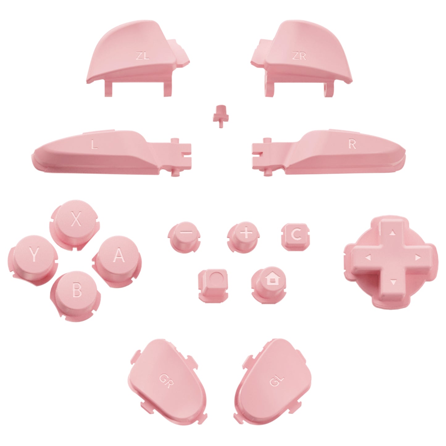 eXtremeRate DIY Replacement Full Set Buttons for Nintendo Switch 2 Pro Controller - Puffy Pink