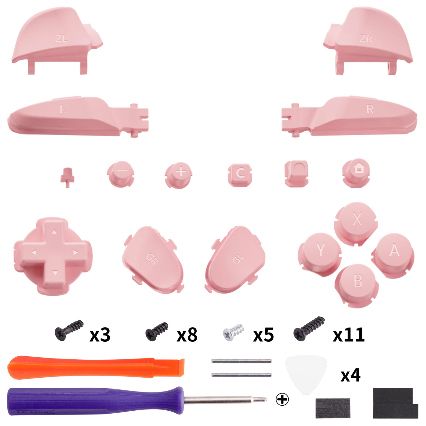 eXtremeRate DIY Replacement Full Set Buttons for Nintendo Switch 2 Pro Controller - Puffy Pink