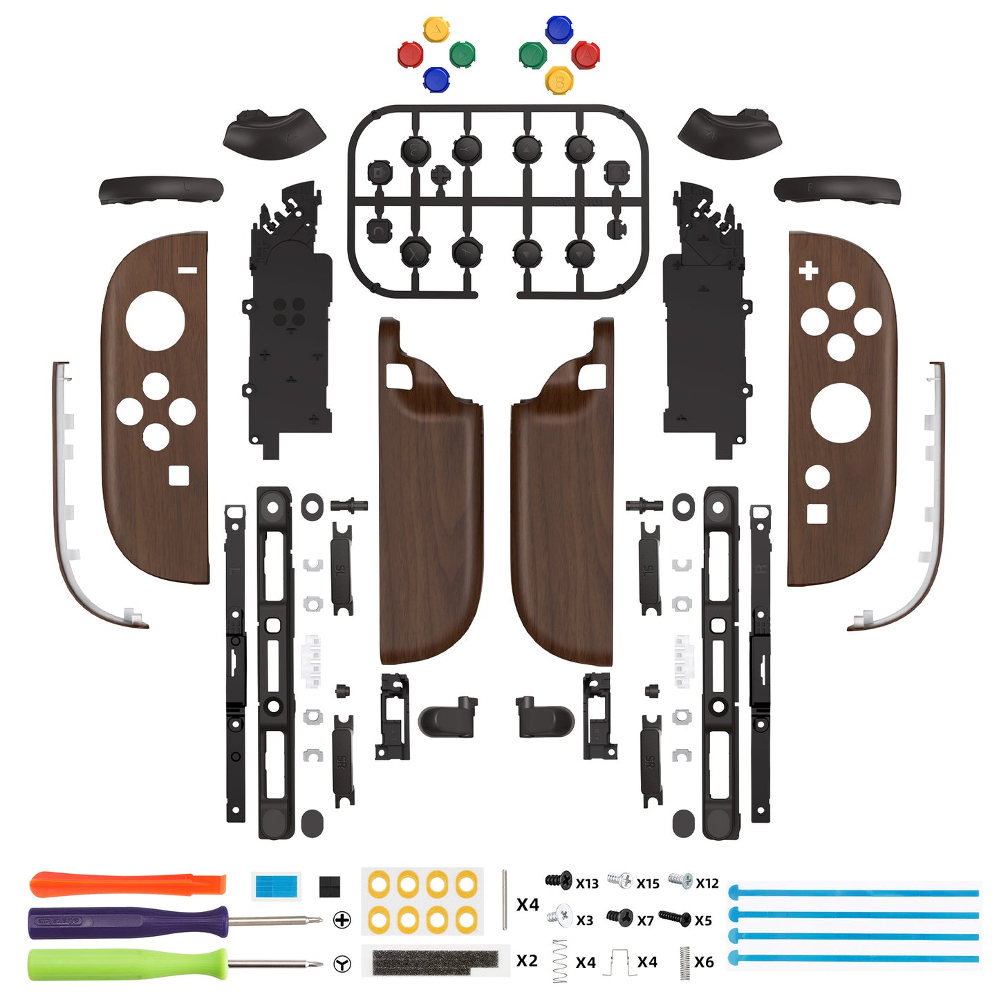 eXtremeRate DIY Replacement Full Set Shell Case with Buttons for Joycon 2 of Nintendo Switch 2 - Deluxe Version - Wood Grain