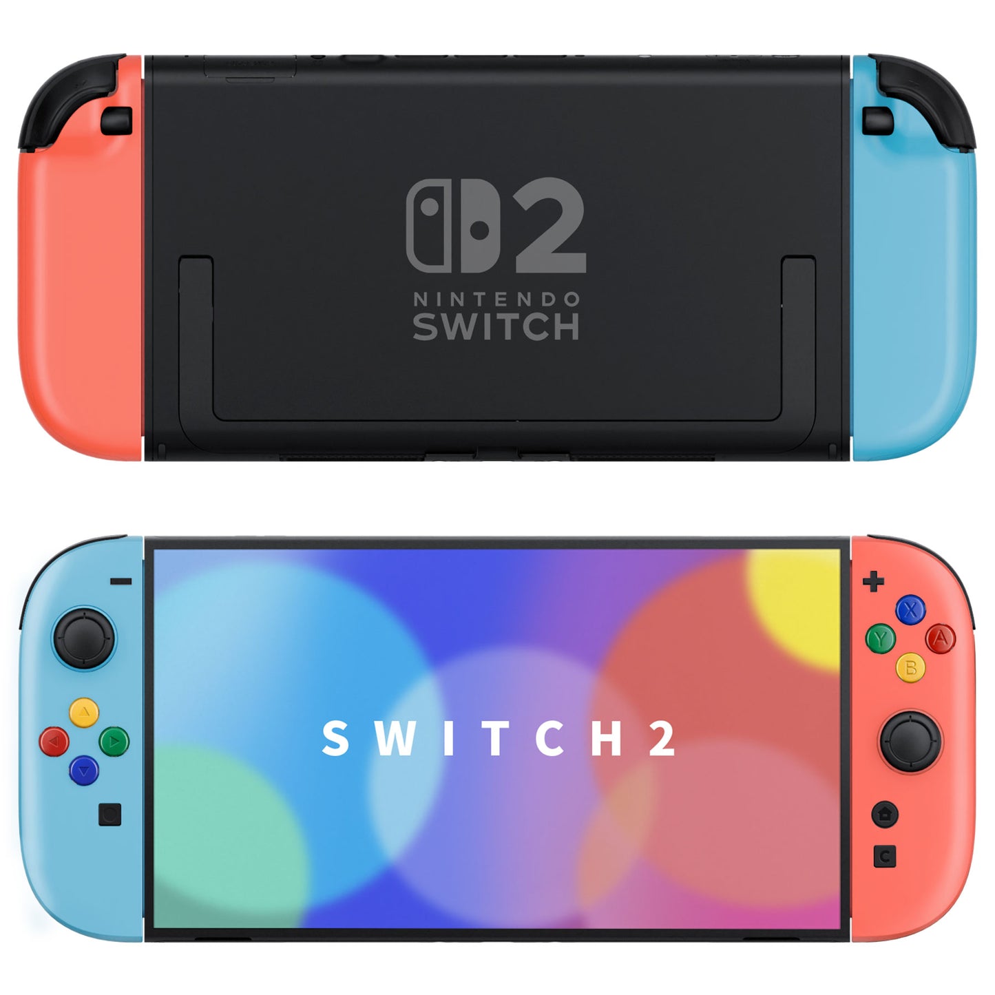 eXtremeRate DIY Replacement Full Set Shell Case with Buttons for Joycon 2 of Nintendo Switch 2 - Essence Version - Blue & Orange