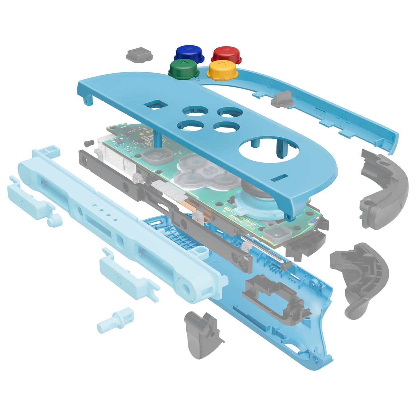 eXtremeRate DIY Replacement Full Set Shell Case with Buttons for Joycon 2 of Nintendo Switch 2 - Essence Version - Blue & Orange