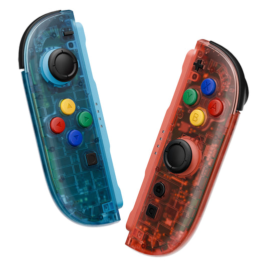 eXtremeRate DIY Replacement Full Set Shell Case with Buttons for Joycon 2 of Nintendo Switch 2 - Essence Version - Clear Blue & Orange