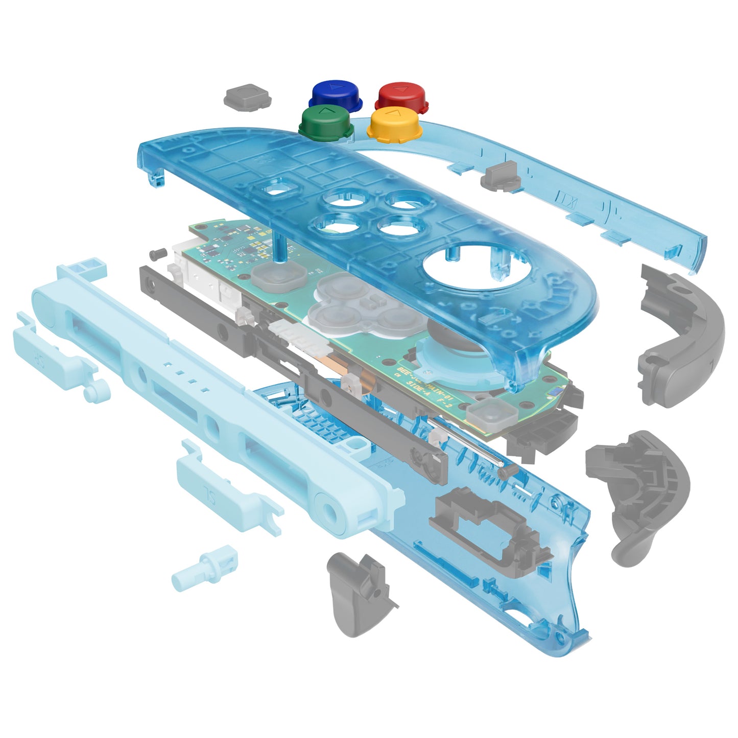 eXtremeRate DIY Replacement Full Set Shell Case with Buttons for Joycon 2 of Nintendo Switch 2 - Essence Version - Clear Blue & Orange