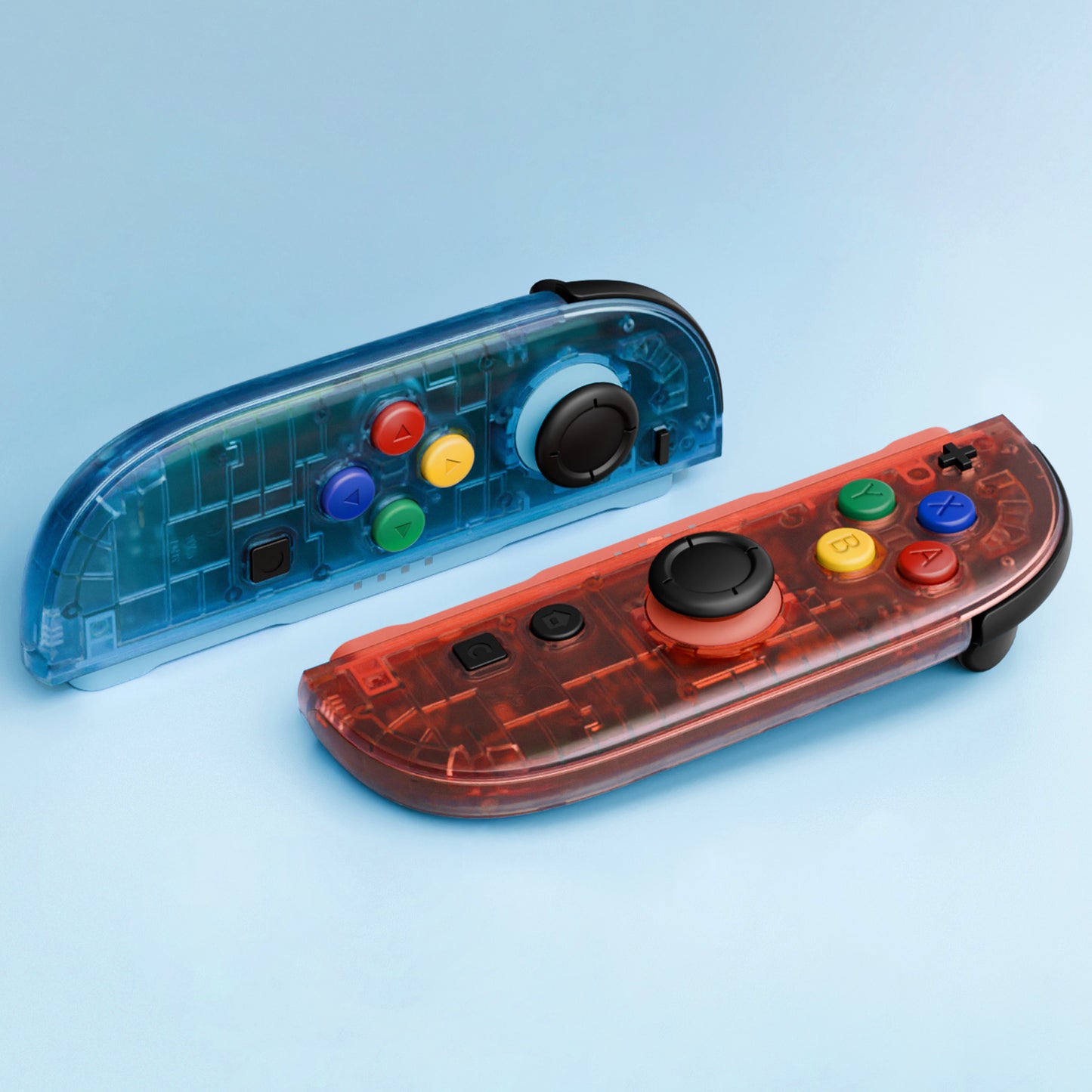 eXtremeRate DIY Replacement Full Set Shell Case with Buttons for Joycon 2 of Nintendo Switch 2 - Essence Version - Clear Blue & Orange