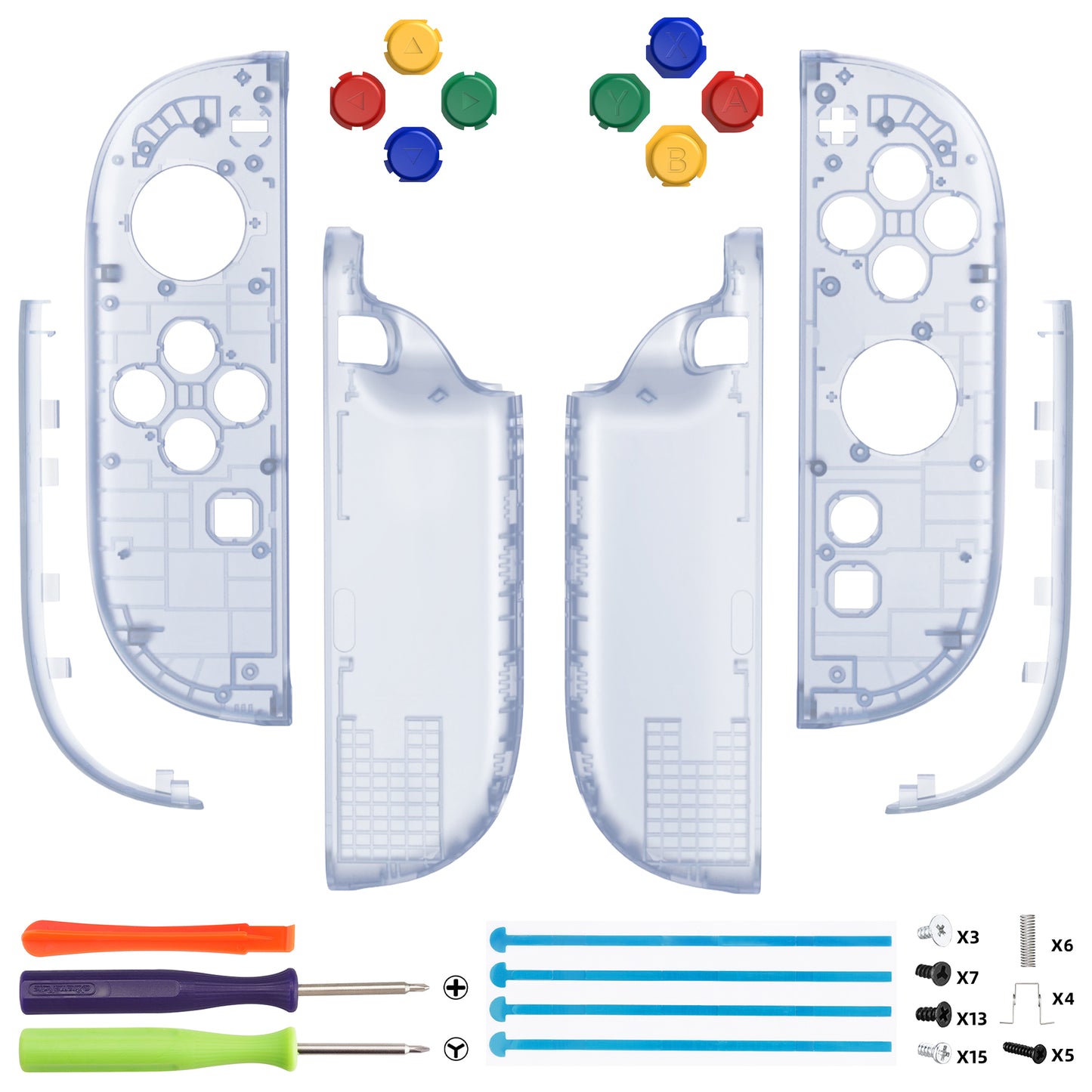 eXtremeRate DIY Replacement Full Set Shell Case with Buttons for Joycon 2 of Nintendo Switch 2 - Essence Version - Clear Glacier Blue
