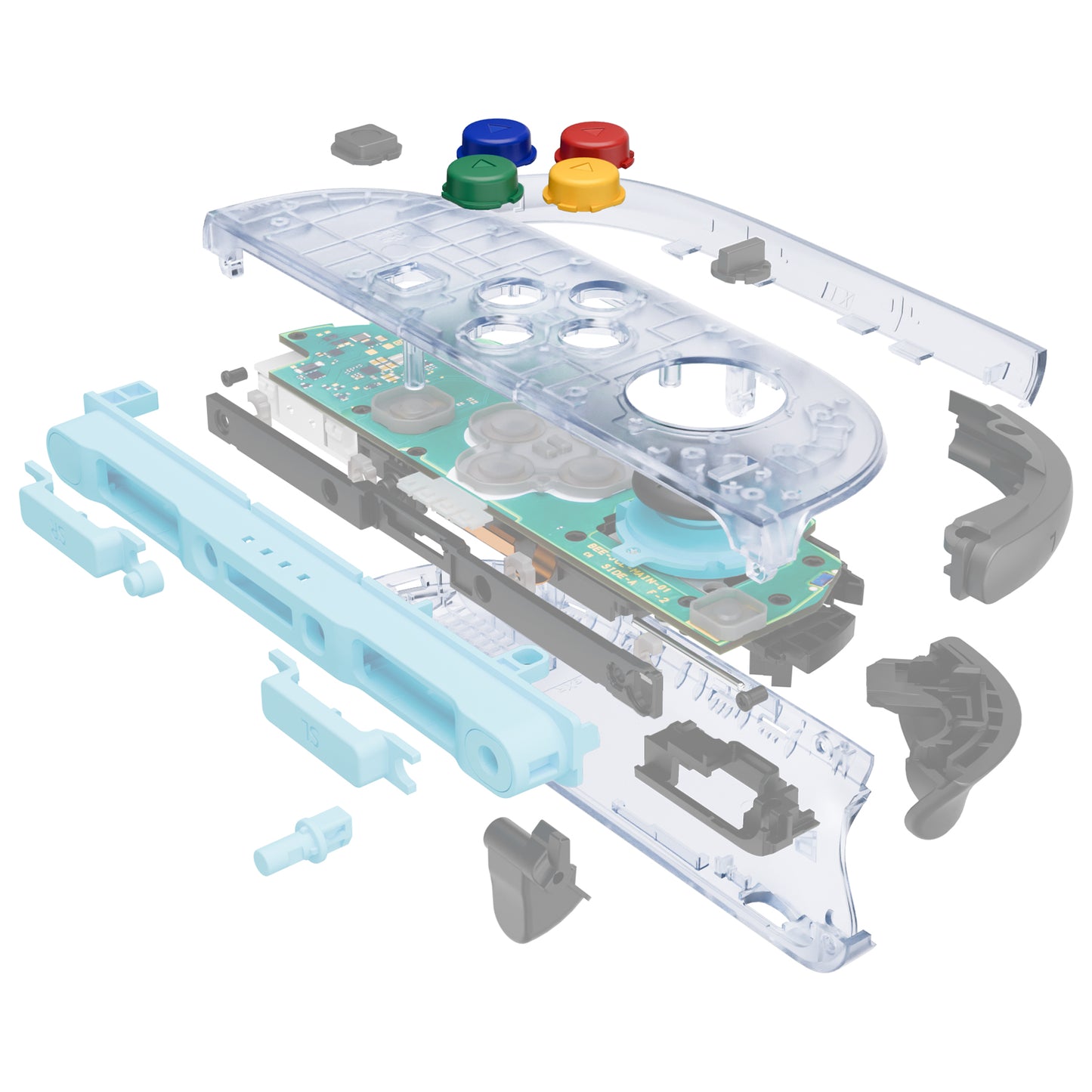 eXtremeRate DIY Replacement Full Set Shell Case with Buttons for Joycon 2 of Nintendo Switch 2 - Essence Version - Clear Glacier Blue