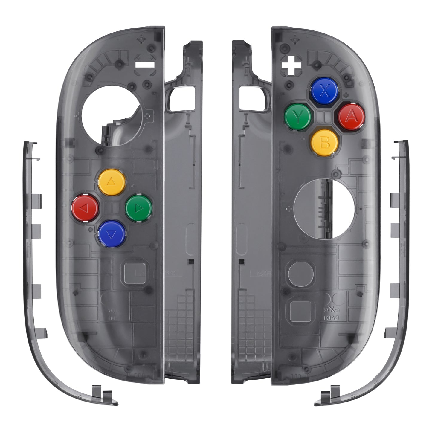 eXtremeRate DIY Replacement Full Set Shell Case with Buttons for Joycon 2 of Nintendo Switch 2 - Essence Version - Clear Slate Black