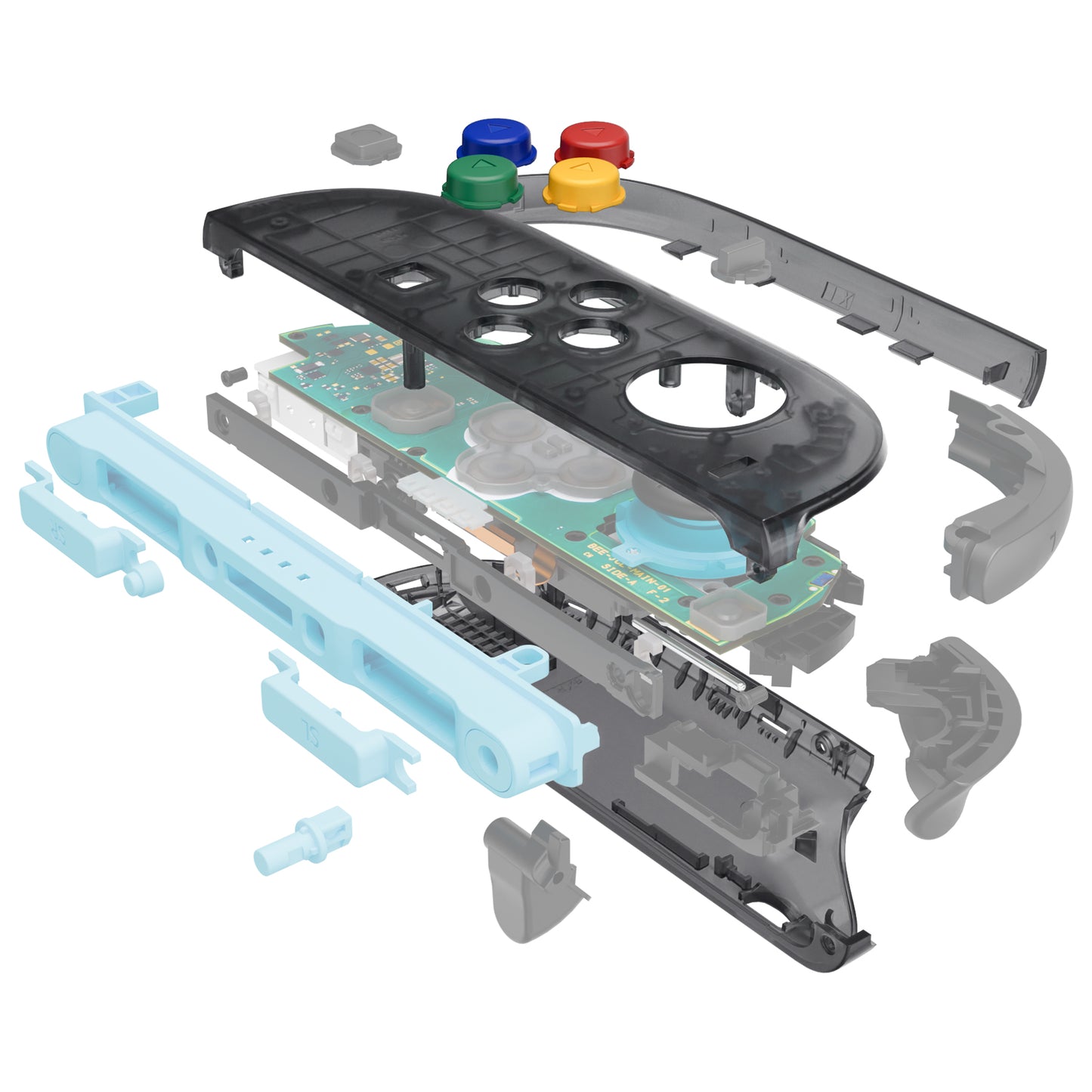 eXtremeRate DIY Replacement Full Set Shell Case with Buttons for Joycon 2 of Nintendo Switch 2 - Essence Version - Clear Slate Black