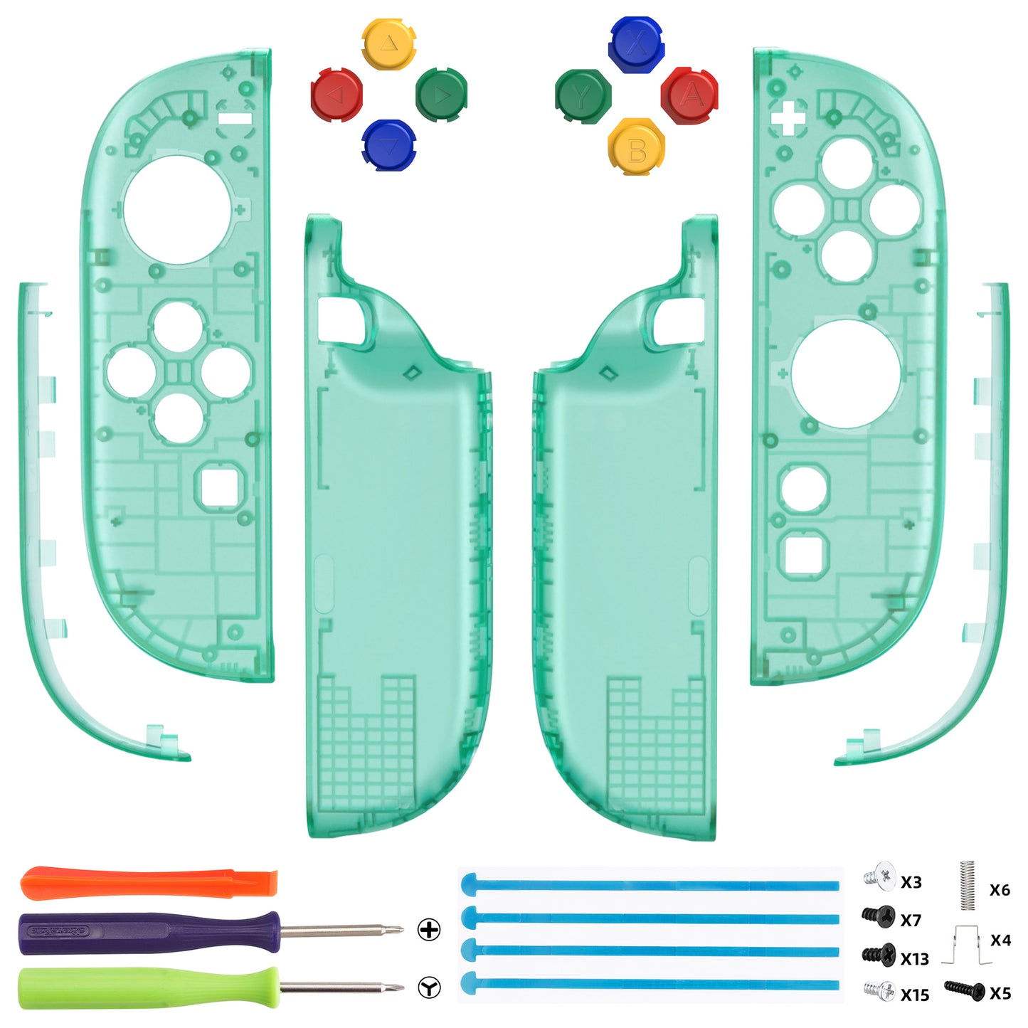 eXtremeRate DIY Replacement Full Set Shell Case with Buttons for Joycon 2 of Nintendo Switch 2 - Essence Version - Emerald Green