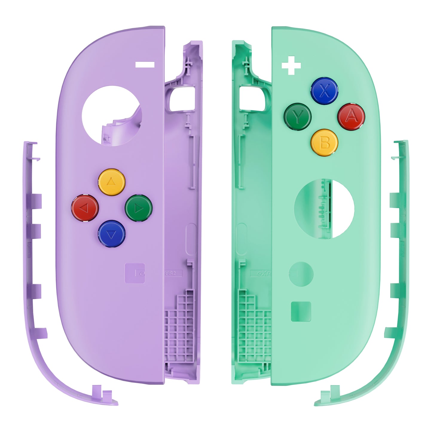 eXtremeRate DIY Replacement Full Set Shell Case with Buttons for Joycon 2 of Nintendo Switch 2 - Essence Version - Purple & Green